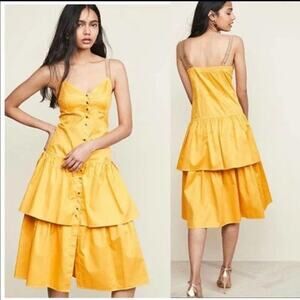 NEW with tags,  See By Chloe Yellow Tiered MIDI Dress, NWT, Size 10, MSRP $545